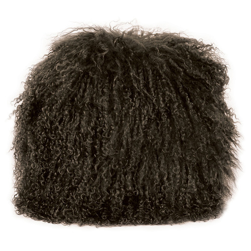 Charcoal Tibetan Fur Round Cushion