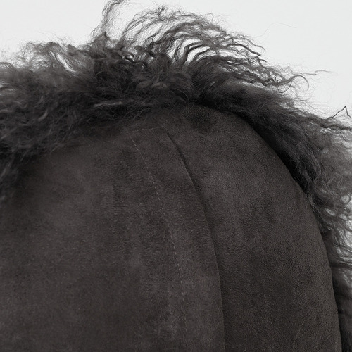 Charcoal Tibetan Fur Round Cushion