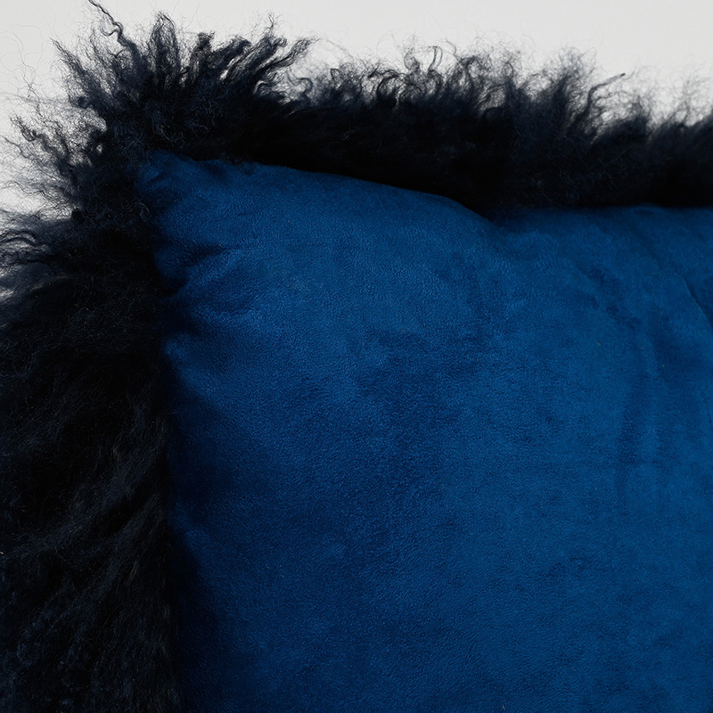 Navy Tibetan Fur Cushion