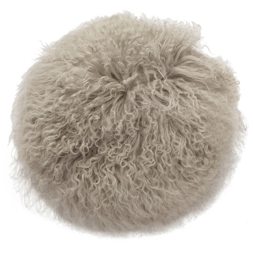 Grey Tibetan Fur Round Cushion
