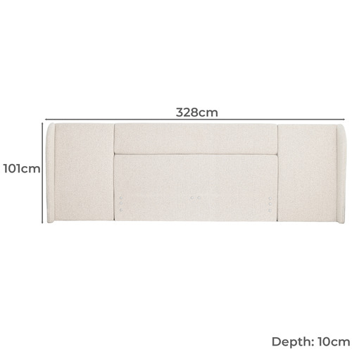 Oatmeal Aubin Upholstered Bedhead with Wings
