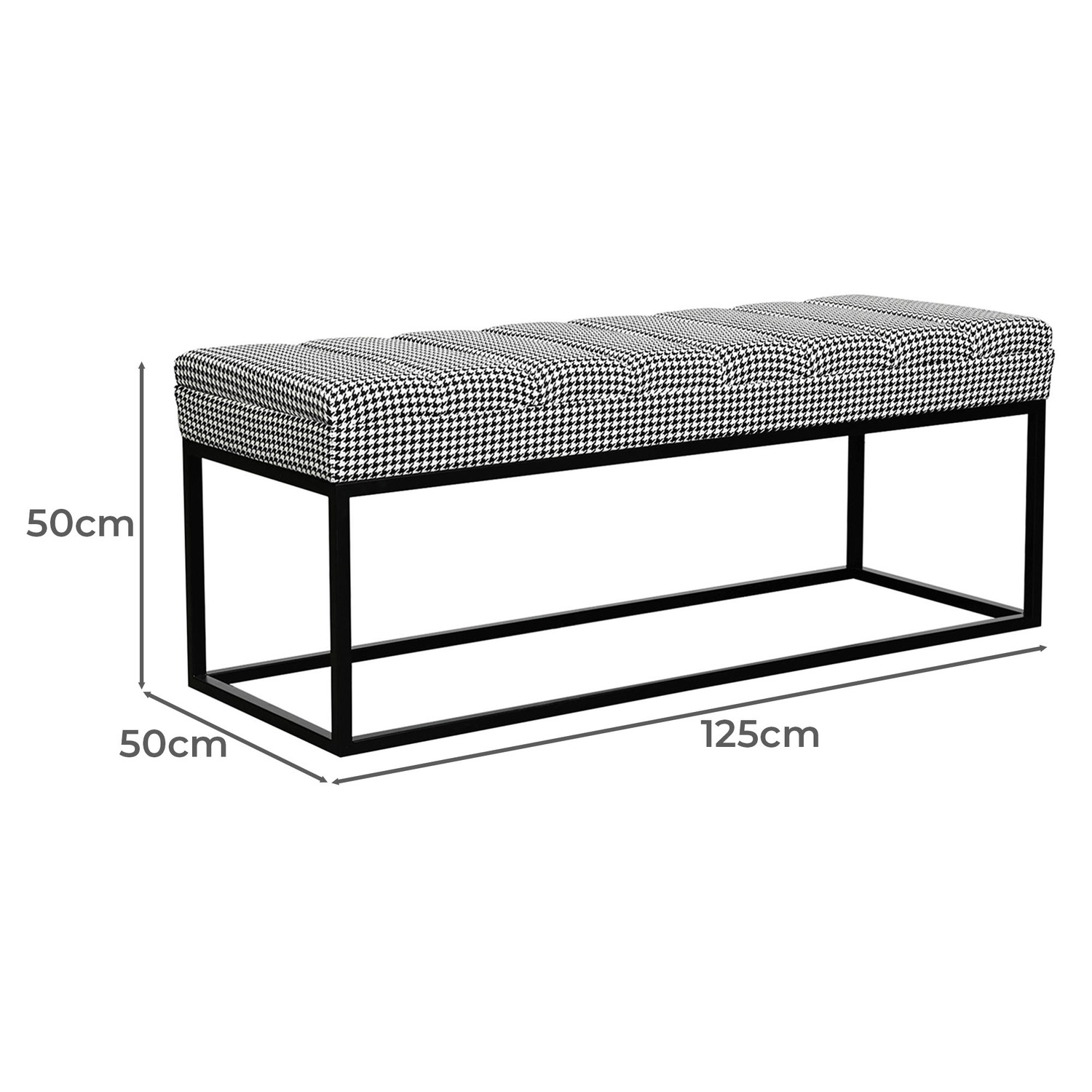 Milford Houndstooth Ottoman Bench