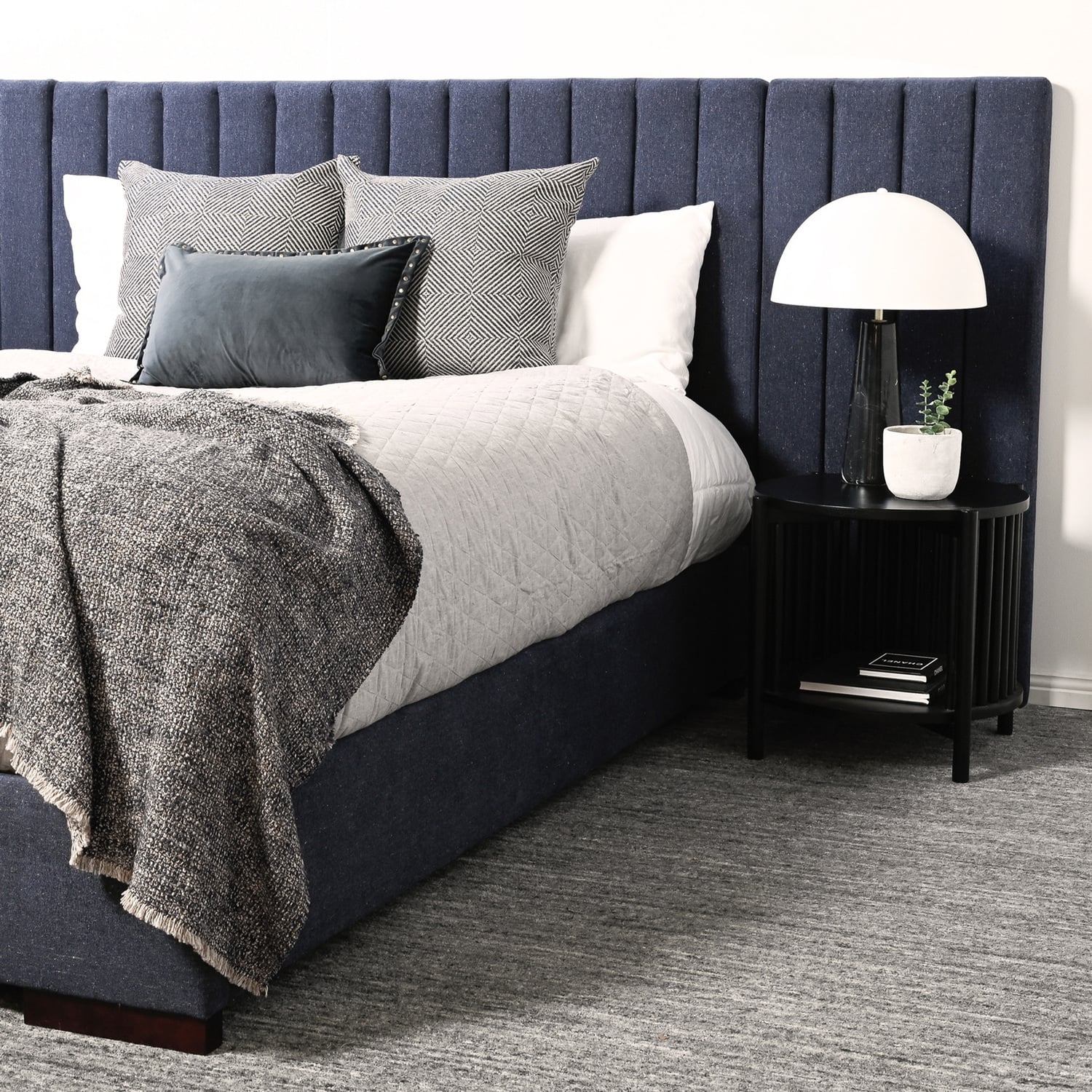Aubin Linen-Blend Bed Frame