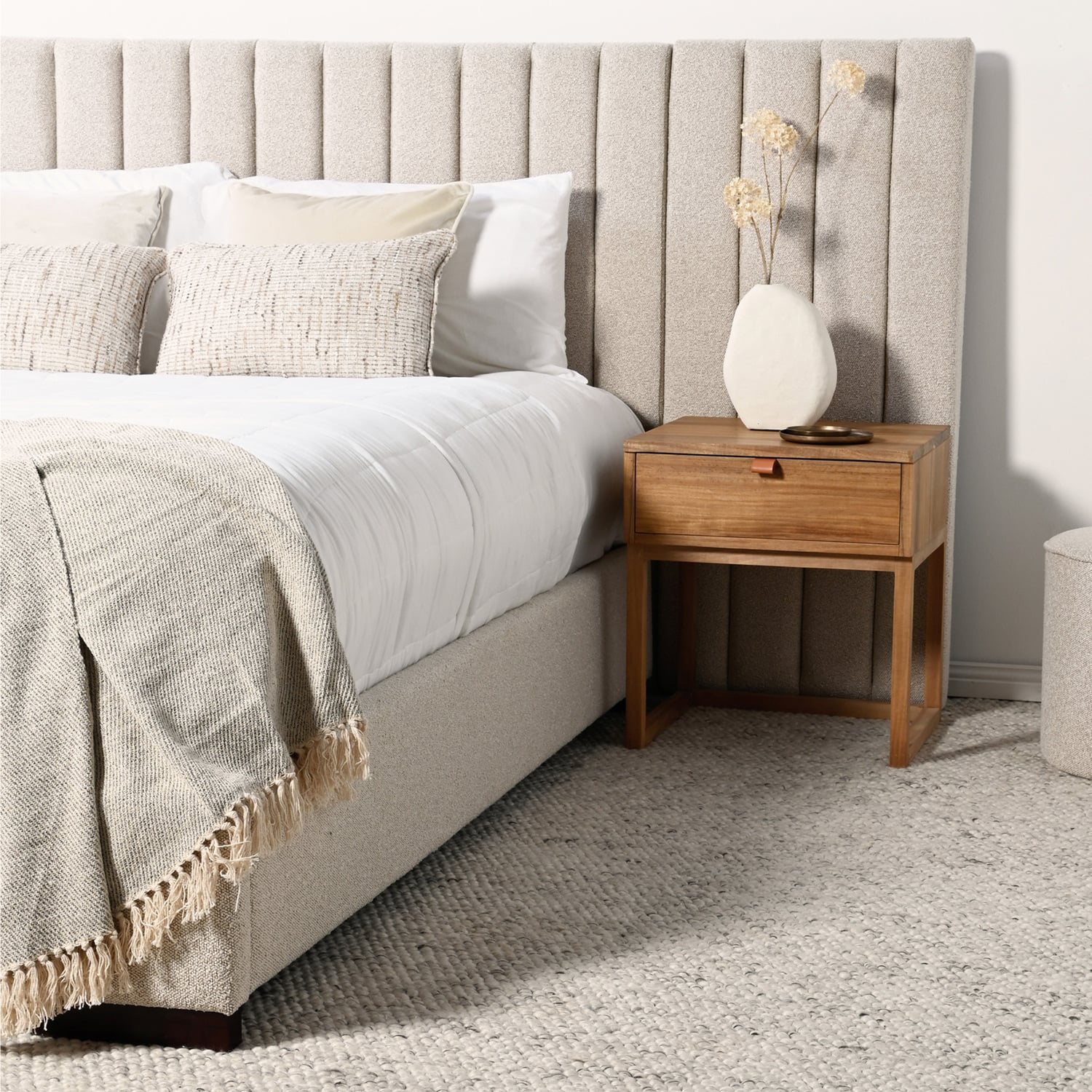 Oatmeal Aubin Upholstered Bed Frame