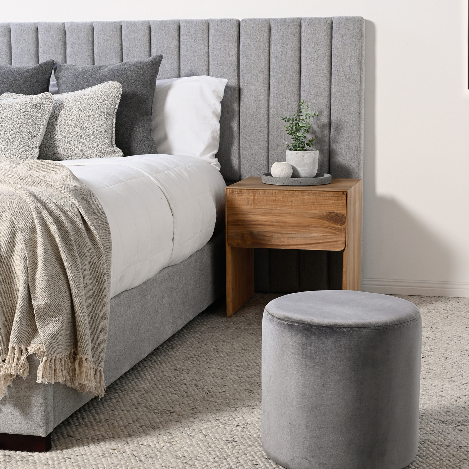 Aubin Linen-Blend Bed Frame