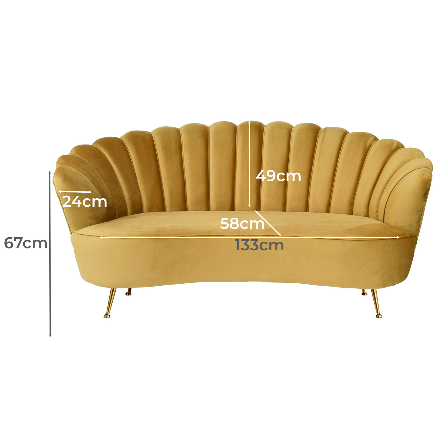 Charlemagne 2 Seater Velvet Sofa