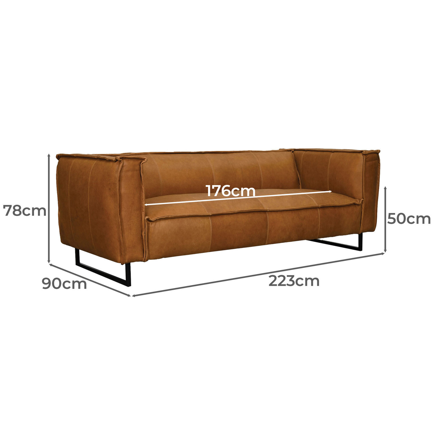 Winston 3 Seater Cowhide Leather Sofa