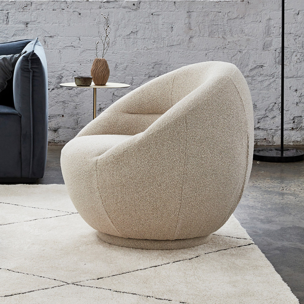 Oatmeal Clara Boucle Swivel Armchair