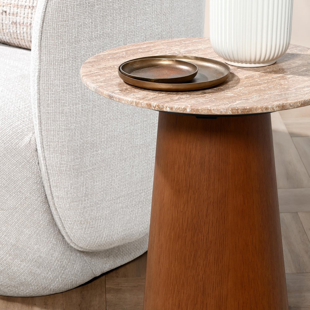 Alain Travertine  Side Table