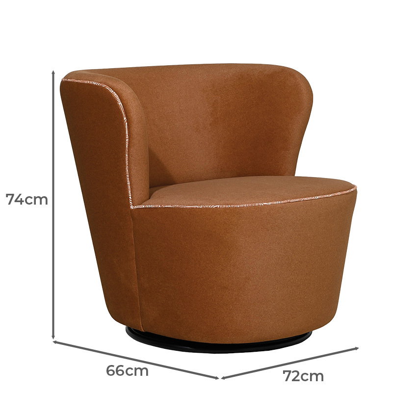 Brown Veni Upholstered Swivel Wingback Chair