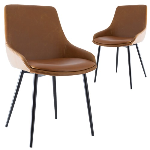 Tan Como Faux Leather Dining Chairs