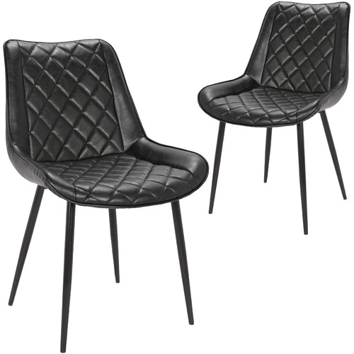 Rowland Archibald Lyon Faux Leather, Black Leather Dining Chairs