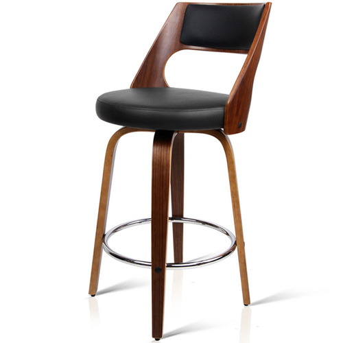 Rowland & Archibald Black Zurich Faux Leather Barstools | Temple & Webster