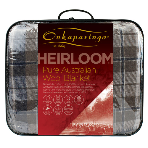 Onkaparinga Chequered Heirloom Australian Wool Reversible Blanket