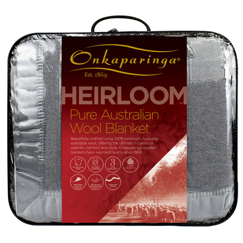 Onkaparinga Grey Heirloom Australian Wool Blanket Temple & ster