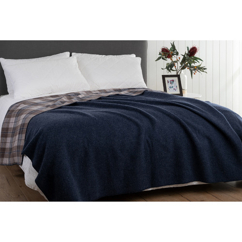 Onkaparinga Chequered Heirloom Australian Wool Reversible Blanket