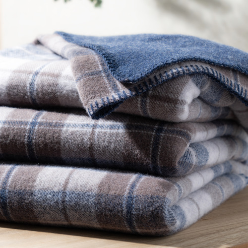 Onkaparinga Chequered Heirloom Australian Wool Reversible Blanket Temple & ster