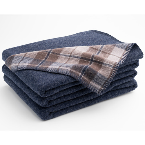 Onkaparinga Chequered Heirloom Australian Wool Reversible Blanket