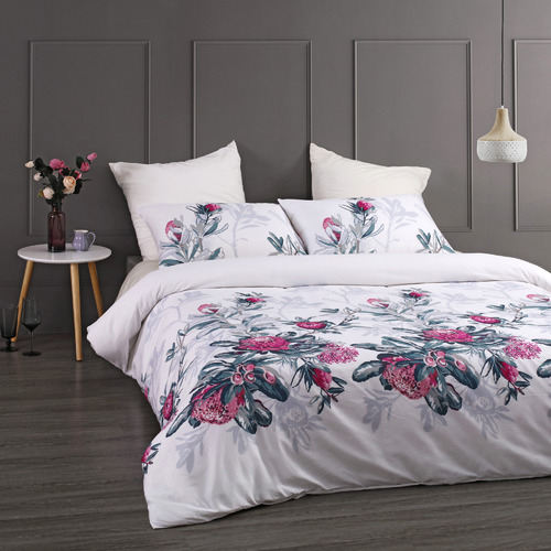 Onkaparinga Waratah Printed Cotton Quilt Cover Set | Temple & Webster