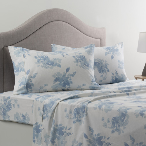 Floral Flannelette Cotton Queen Sheet Set | Temple & Webster