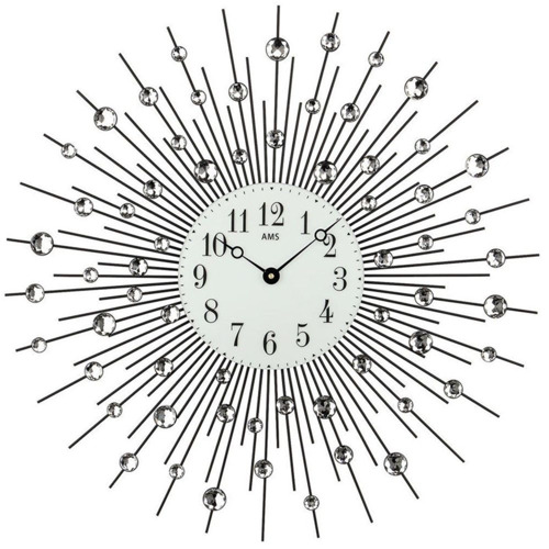 AMS 60cm Crystal Silver Sun Wall Clock | Temple & Webster