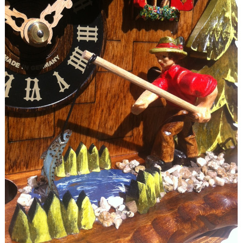Musical Fishing Cuckoo Clock Temple & ster