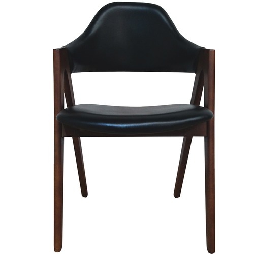 Black & Walnut Serge Faux Leather Dining Chair