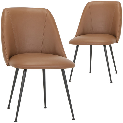 Brown Ravi Leather Dining Chairs Temple Webster