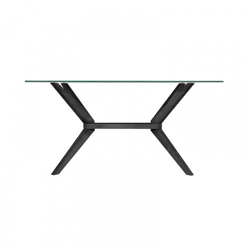 Oslo Home Banza Rectangle Beech Wood & Glass-Top Dining Table | Temple ...