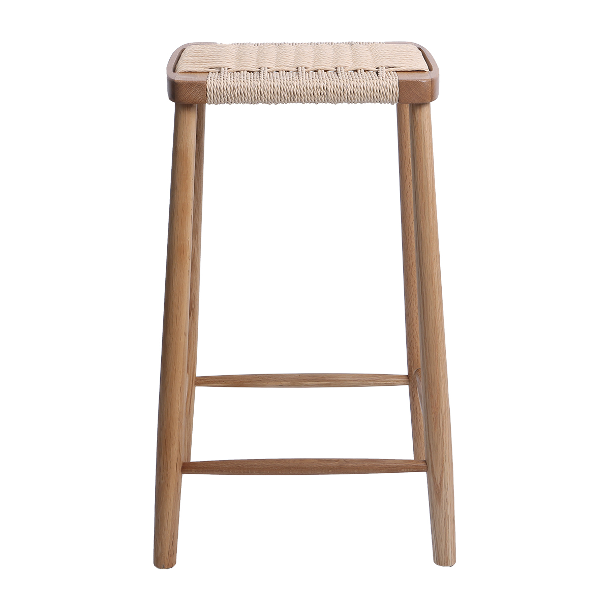 65cm Myah Oak Wood & Cane Barstool