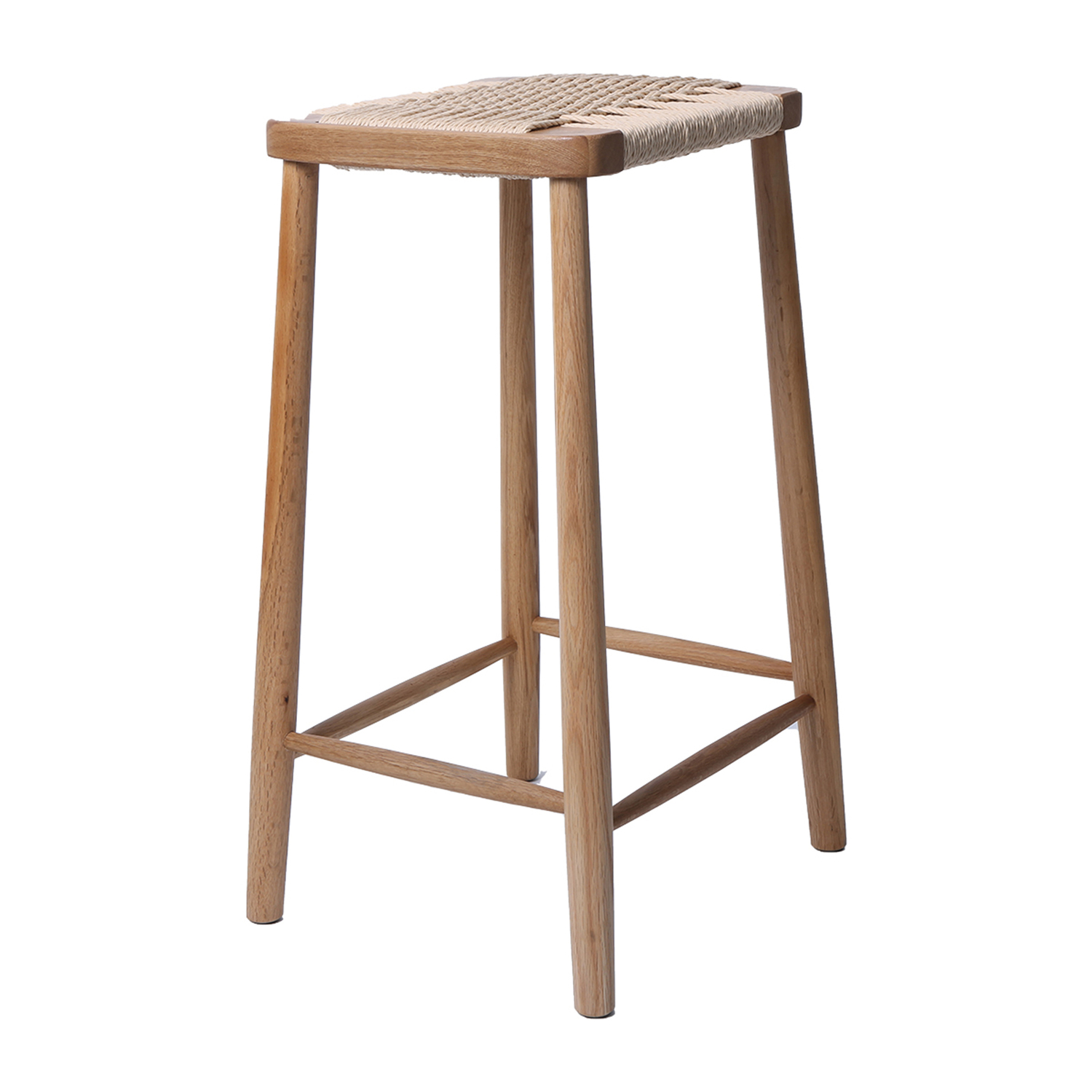 65cm Myah Oak Wood & Cane Barstool