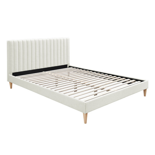 Cream Beatrice Upholstered Bed Frame | Temple & Webster