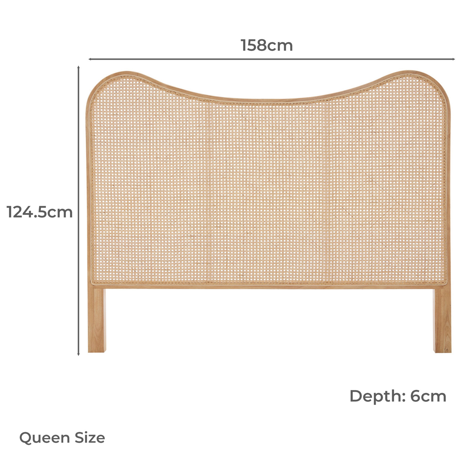 Thoren Rubberwood & Rattan Queen Bedhead