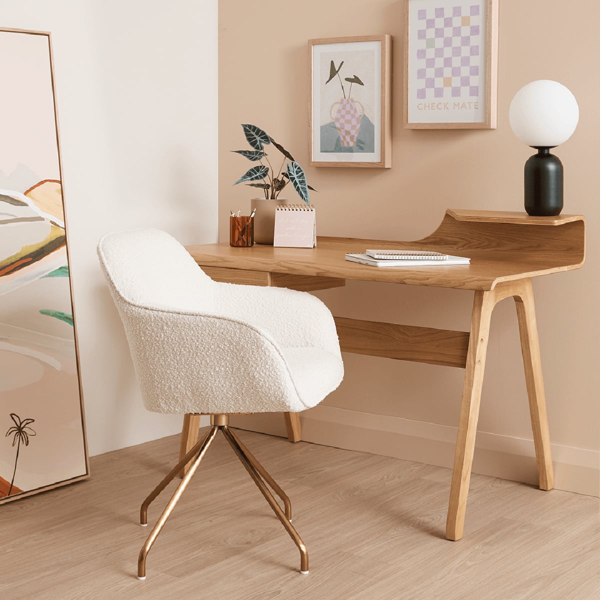 Luella Boucle Swivel Dining Chair