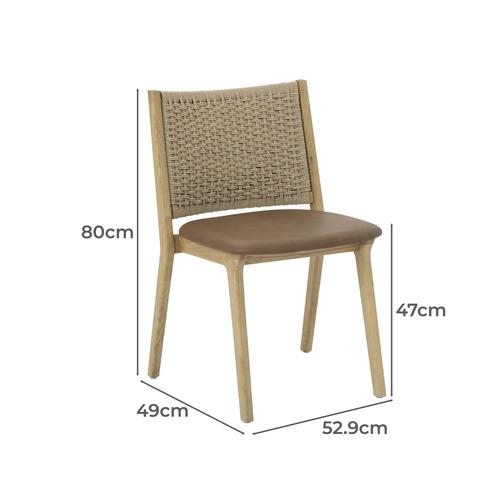 Zeron Genuine Leather & Oak Wood Dining Chairs