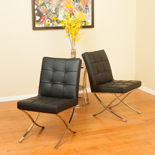 Pandora Modern Leather Dining Chair (Set of 2)