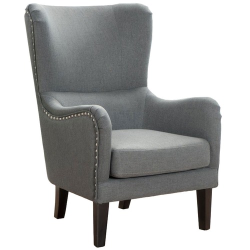 Mid Grey High Back Fabric Armchair