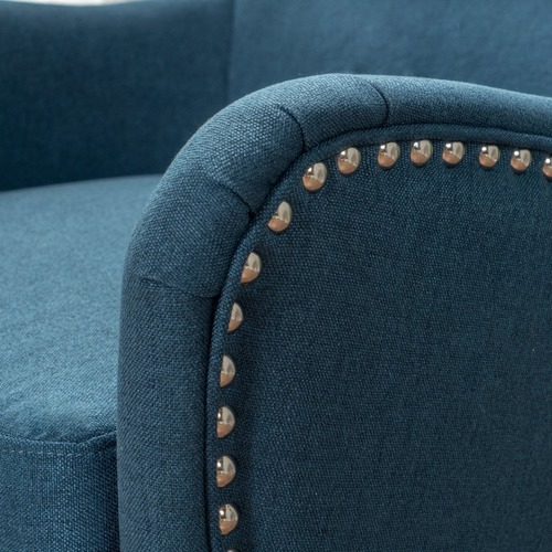 Dark Blue High Back Fabric Armchair