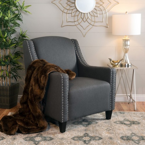 Furniture Market Dark Grey Davenport Fabric Armchair Temple