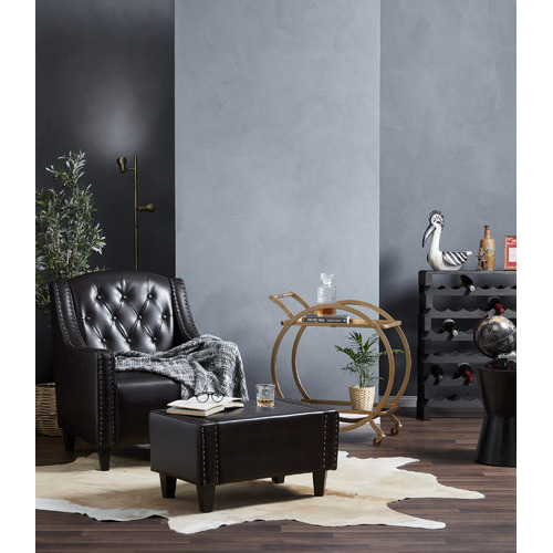 Furniture Market Elsternwick Faux Leather Armchair & Footstool Set ...