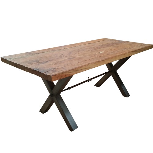 Rustic Double Cross Dining Table Temple & Webster