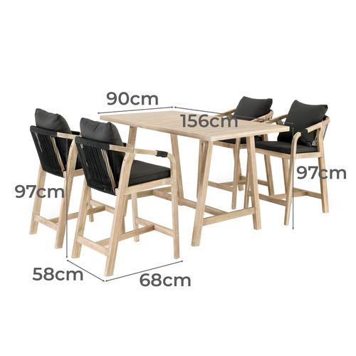 4 Seater Aria Bar Table & Chair Set