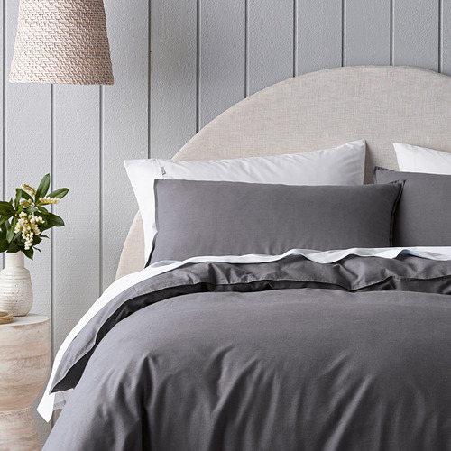 Bianca Charcoal Riviera Organic Cotton Quilt Cover Set & Reviews