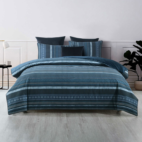 Bianca Teal Como Cotton Percale Quilt Cover Set Temple & ster