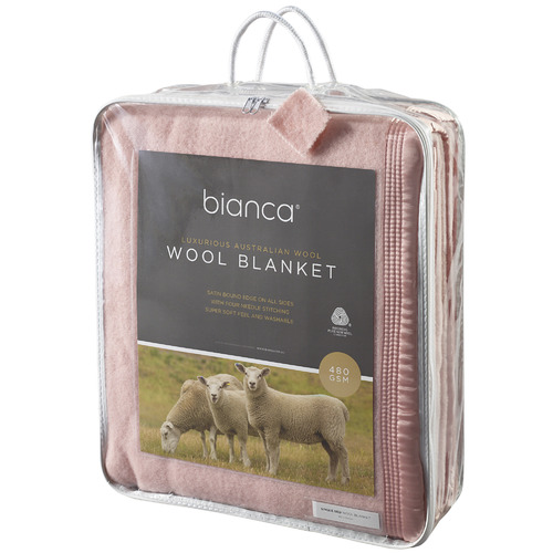 Bianca Dusty Pink Australian Wool Blanket & Reviews | Temple & Webster