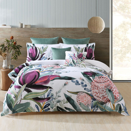 Bianca Protea Cotton Sateen Quilt Cover Set Temple & ster
