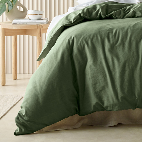 Bianca Olive Acacia Cotton Quilt Cover Set Temple & ster