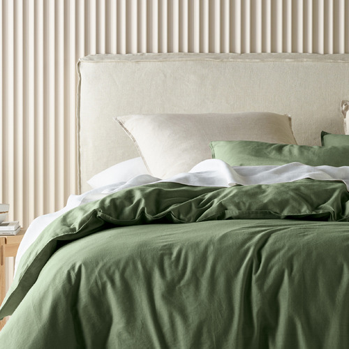 Bianca Olive Acacia Cotton Quilt Cover Set Temple & Webster