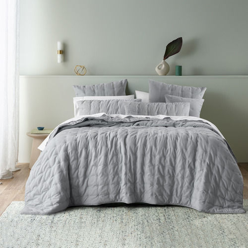 Bianca Silver Langston Cotton-Blend Comforter Set | Temple & Webster