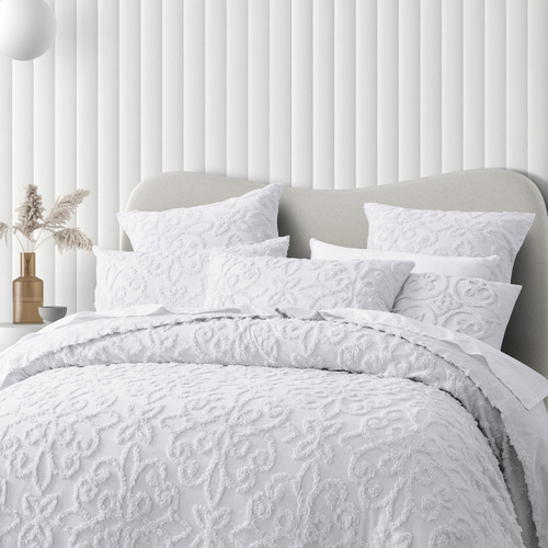 White Ella Cotton Chenille Bedspread Set